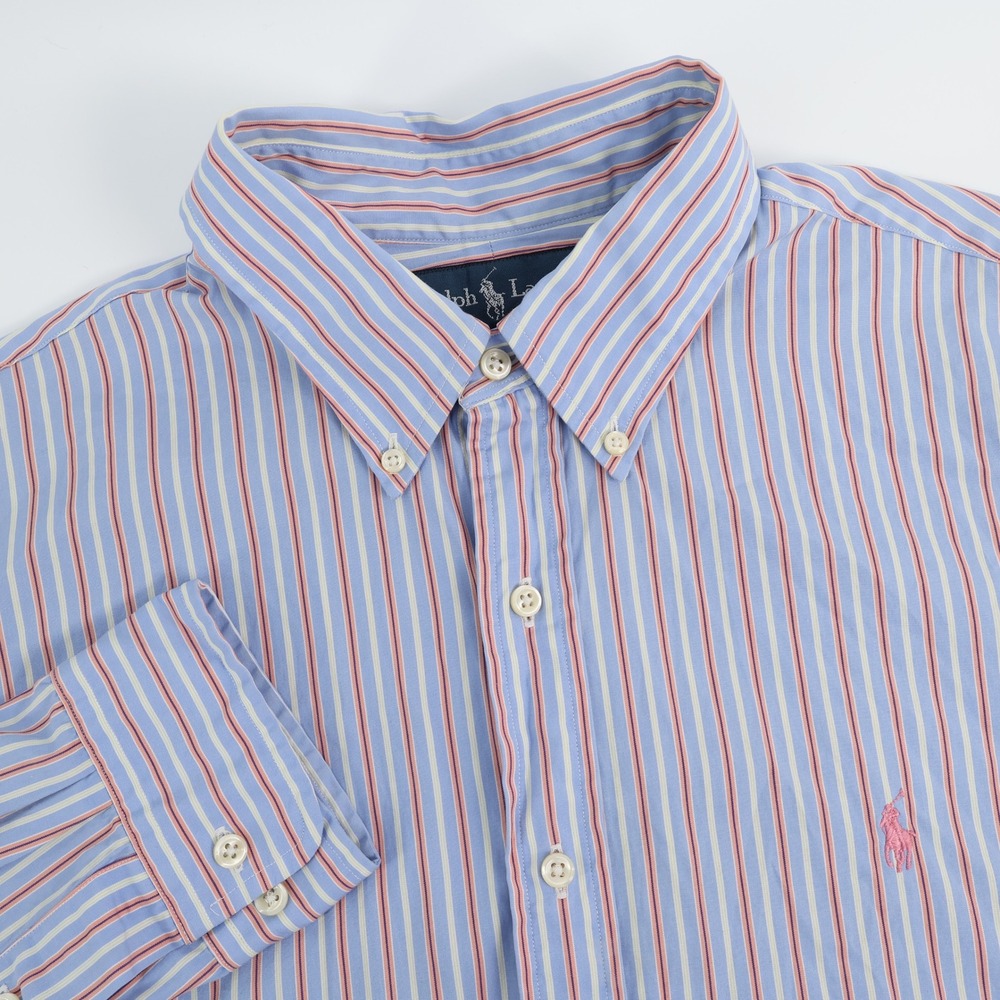 Ralph Lauren Custom Fit Striped Button Down Shirt Mens Size 17 34/35 XL‎